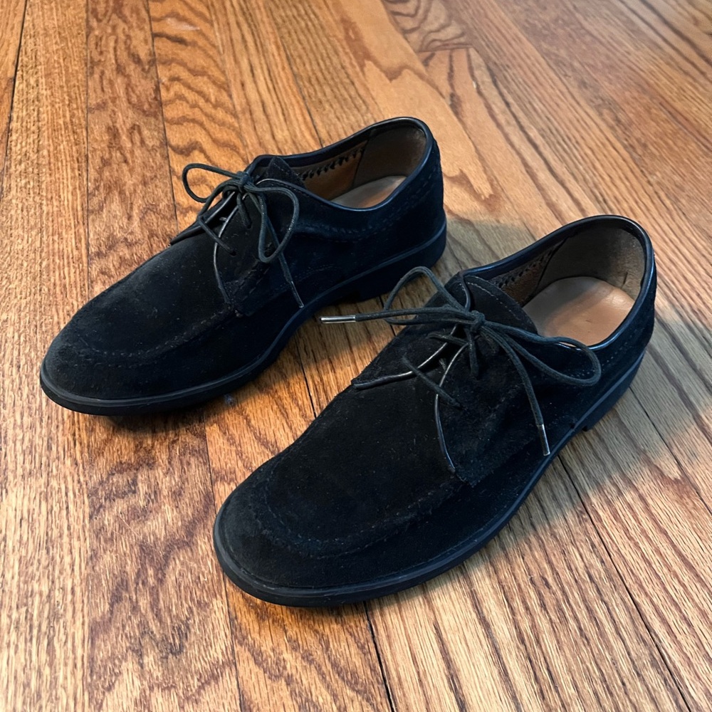 Hush Puppies Women’s Oxford Shoes, Black Suede Leather, 1958 style, Size 7.5